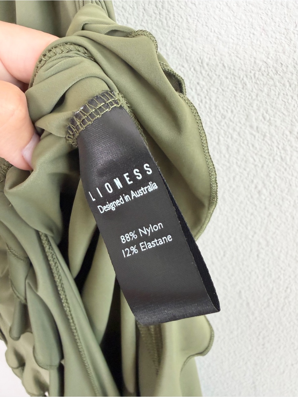 Lioness Rendezvous Strapless Olive Green Ruffle Slit Maxi Dress Size Large - Picture 5 of 6